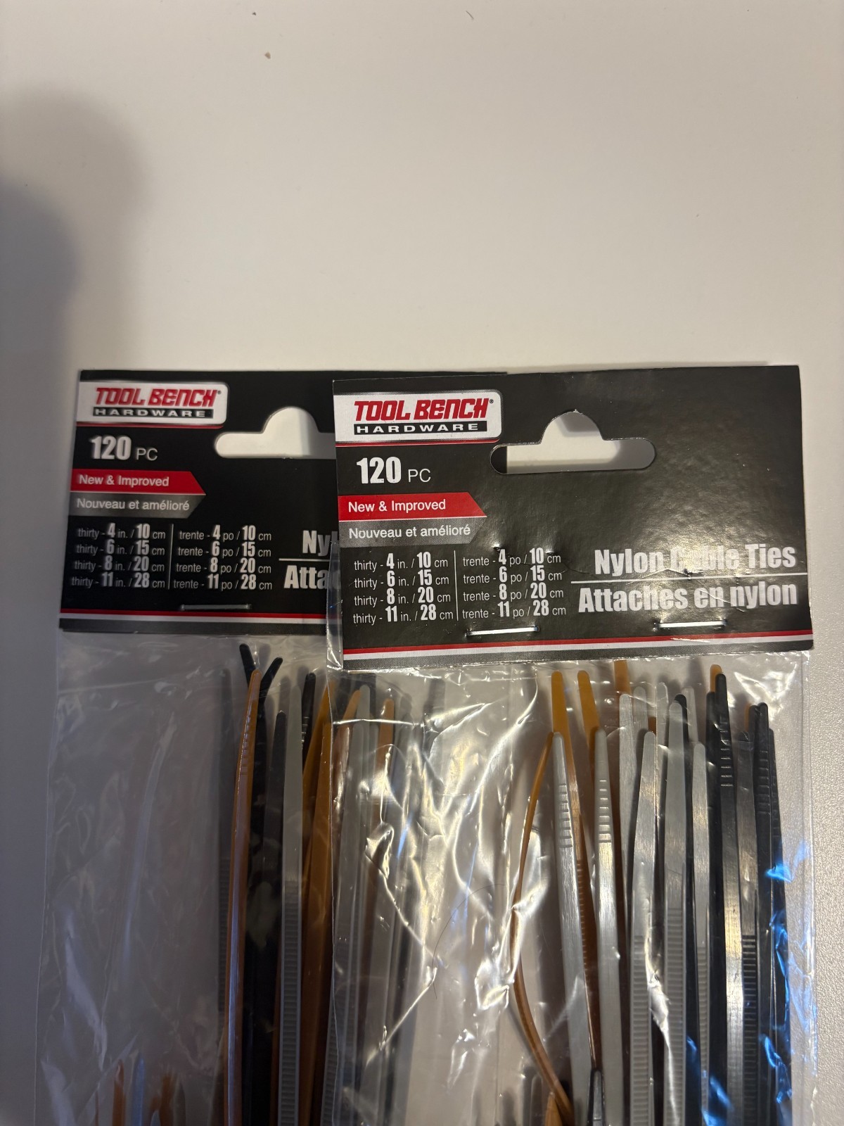 2 Pack 240pc Nylon Cable Ties Assorted Sizes Black White Zip Ties Heavy Duty