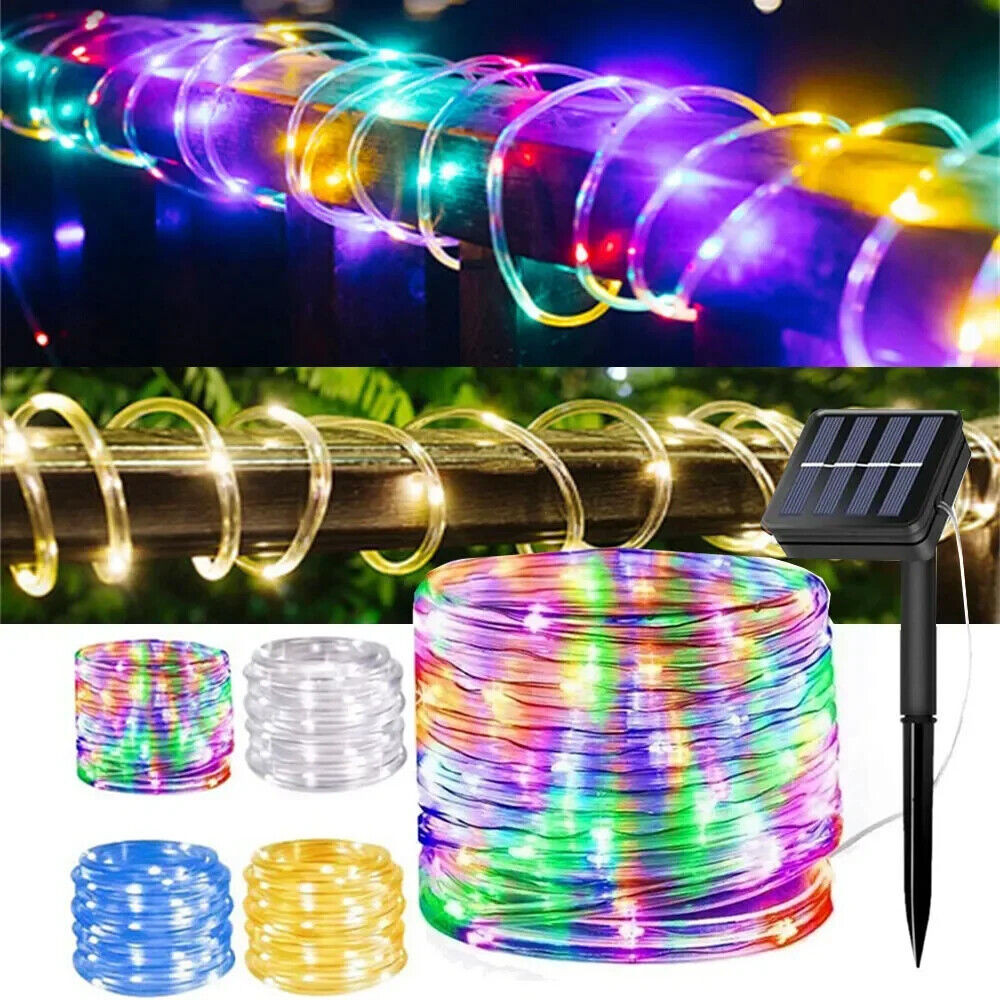 Solar Rope Tube Light 100LED Waterproof Outdoor Landscape Christmas Garden Decor