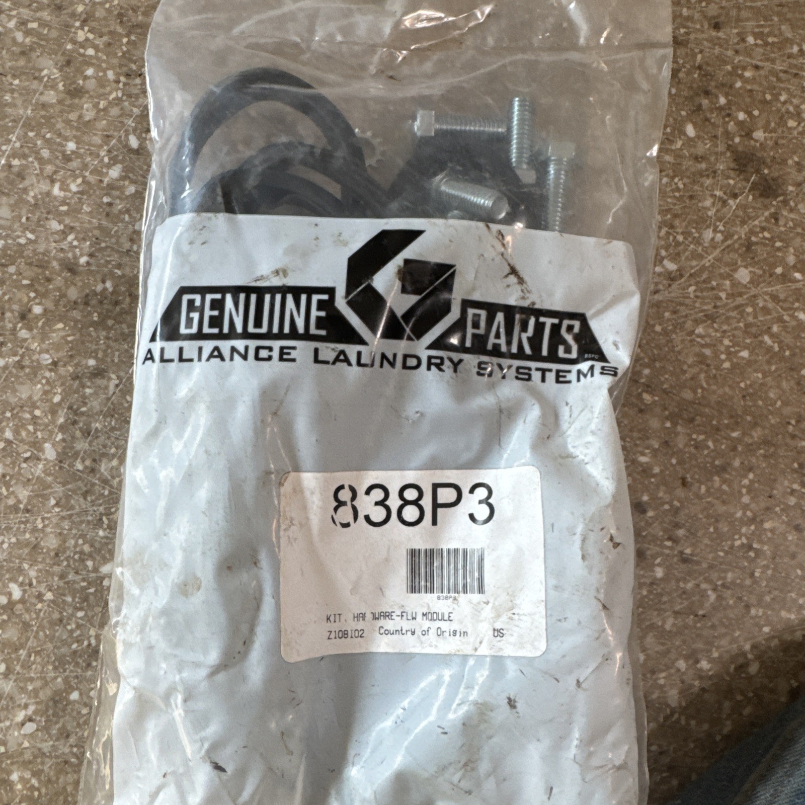 Alliance part #838P3 replacement washer/dryer KIT HARDWARE-FLW MODULE