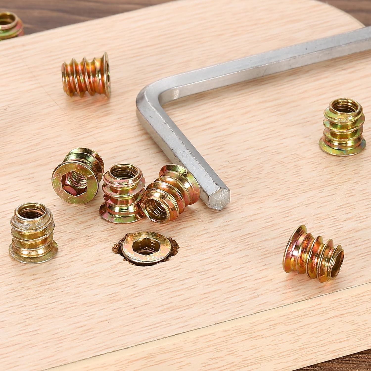 M4x10mm Threaded Insert Nuts 20pcs Hex Socket Drive Brass