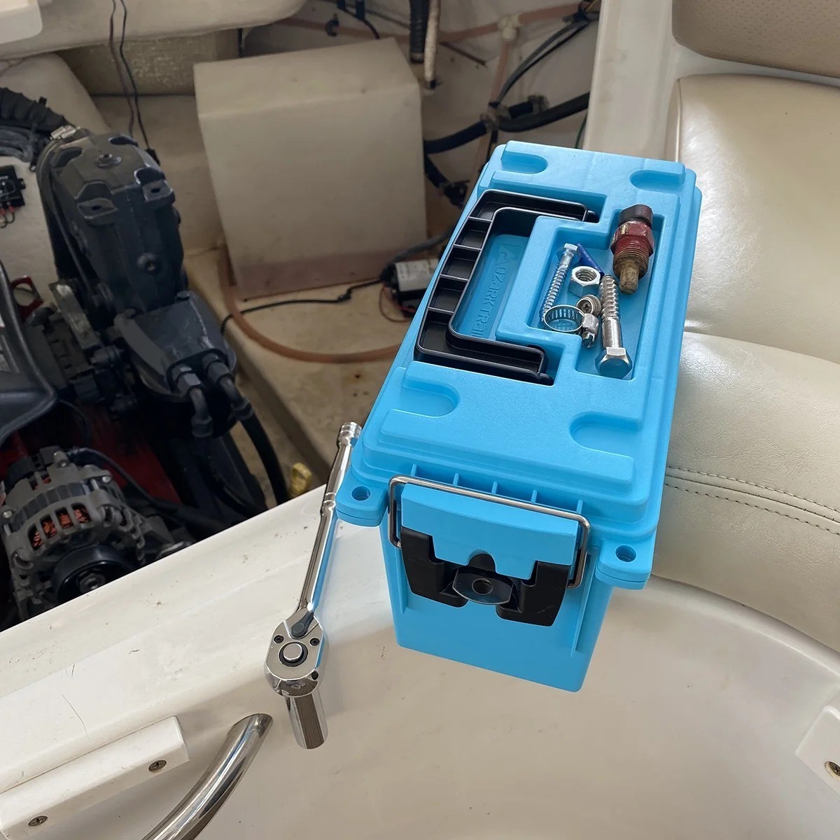 Ozark Trail Blue Marine Equipment Storage Box with Water Resistant Lid