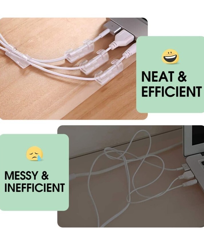 10 Kabelclips, Selbstklebende Kabelhalter für Schreibtisch, Netzkabel, Verlänger
