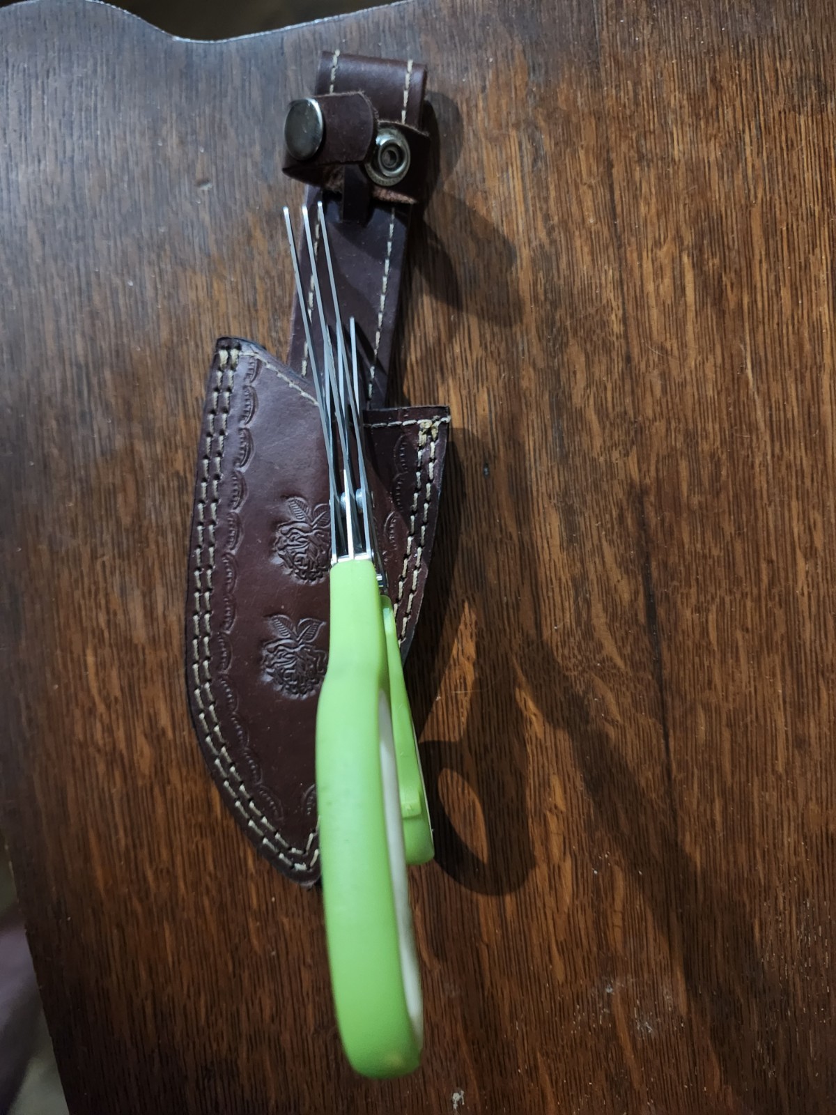 Herb scissors and leather sheath