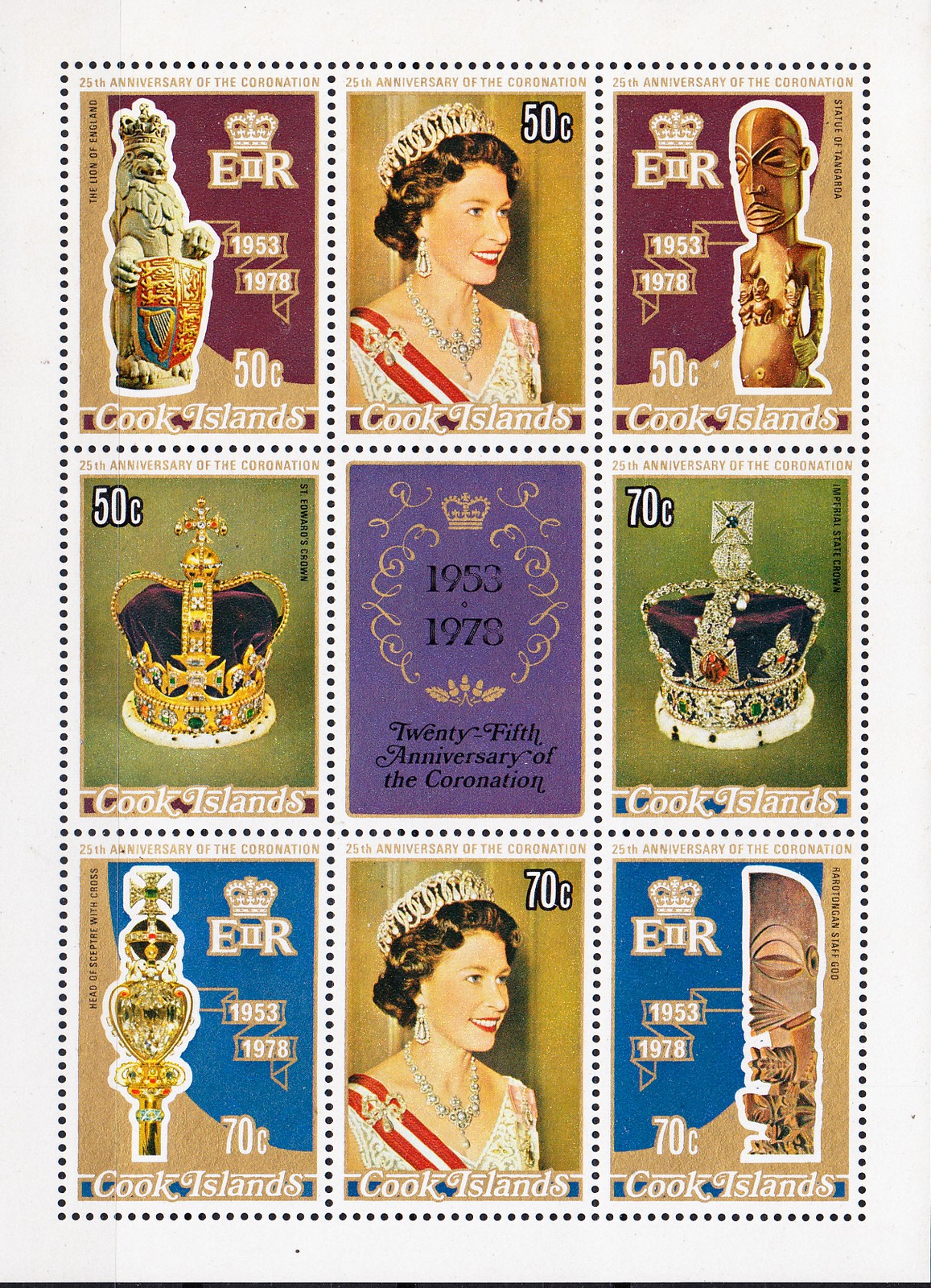 W COOK ISLANDS 0487e QUEEN ELIZABETH CORONATON 25TH ANNIVERSARY