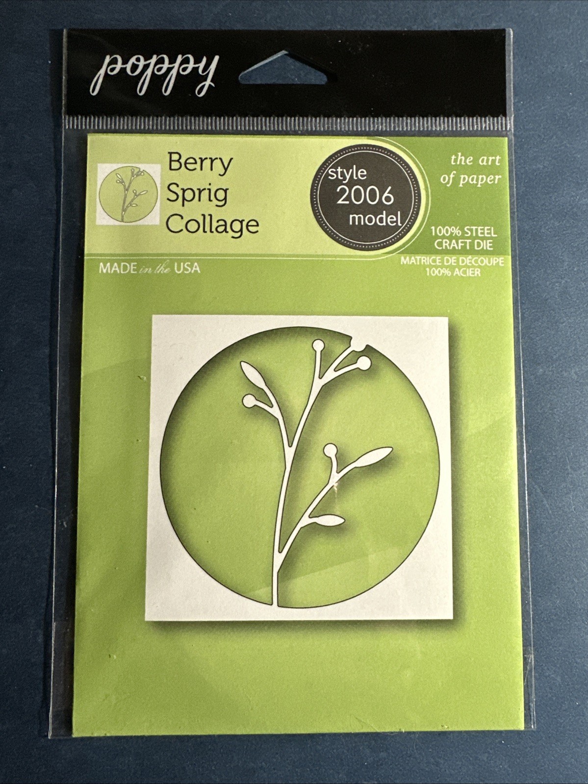 NEW! Poppy Stamps Dies -BERRY SPRIG COLLAGE Die - 3" circle