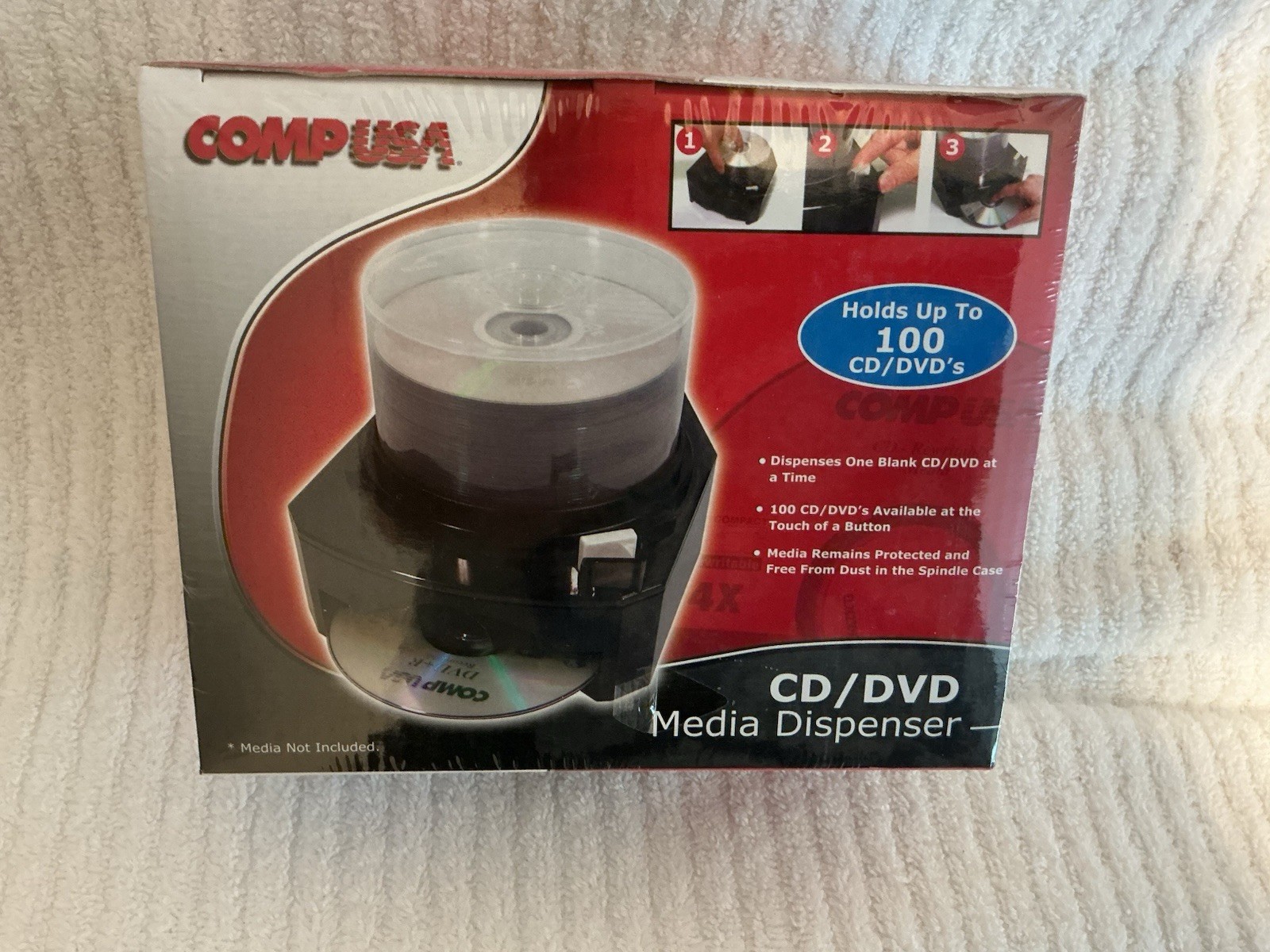COMP USA CD/DVD Media Dispenser 100 CD/DVDs - New Old Stock