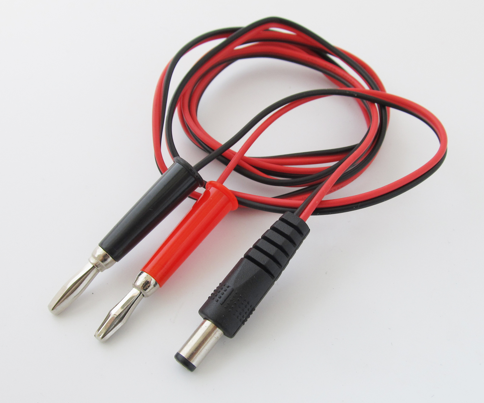1set 1M 5.5x2.1mm 2.1mm DC Male Plug to Dual 4mm Banana Male Plug Test Cable