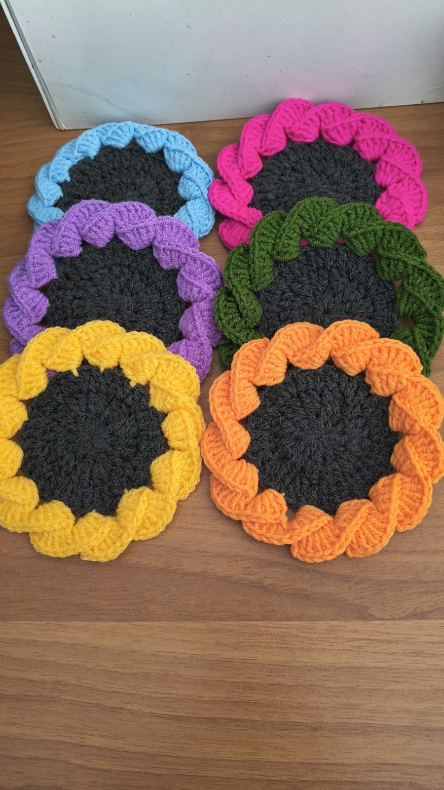 Set Size Of No.6 Coasters - Under Cups, Colored Handmade To...