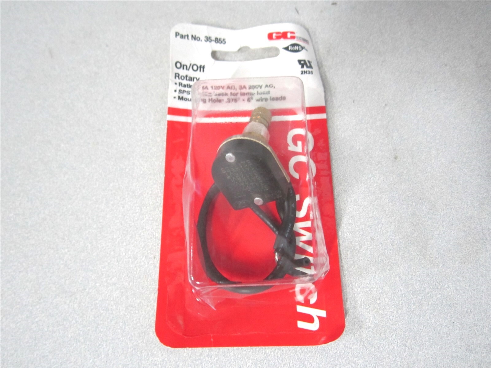 GE Electronics (35-855) SPST On-Off Brass Stem Rotary Switch