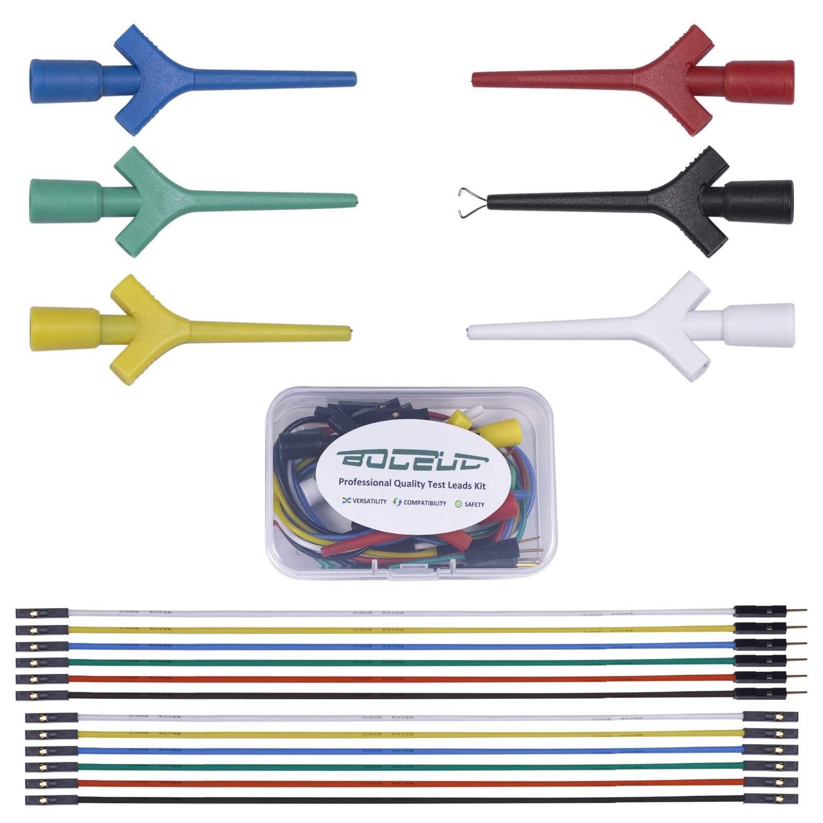Test Lead Set, Mini Grabber Test Hook Clips Silicone Jumper Wires Cable for L...