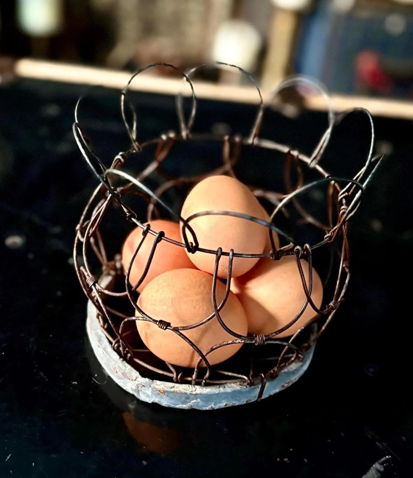 Vintage Collapsible Wire Egg Basket
