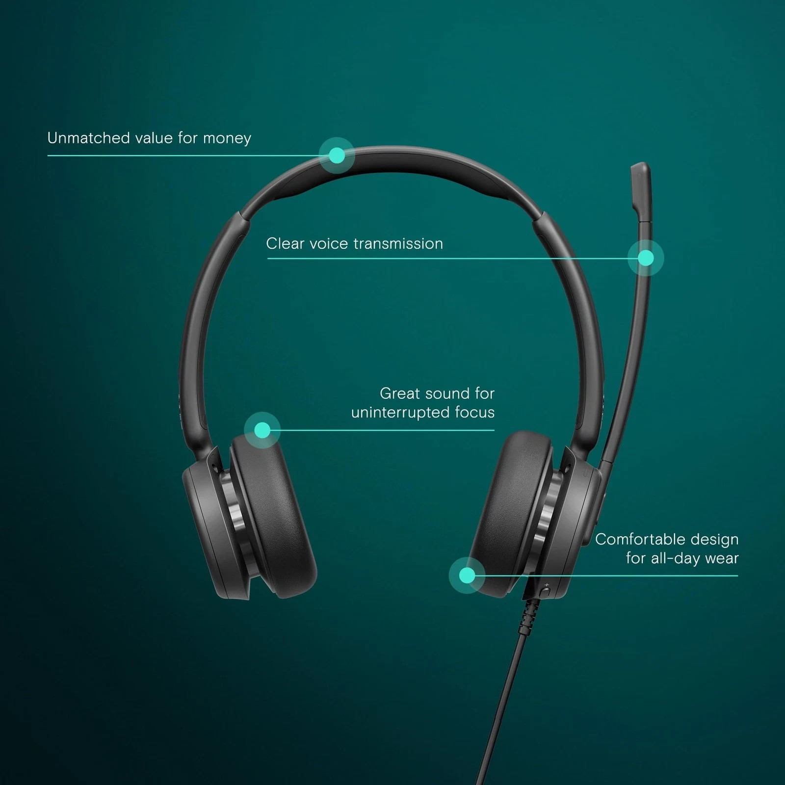 EPOS IMPACT 460 USB-C & USB-A Wired Headset with Noise Filtering - Black