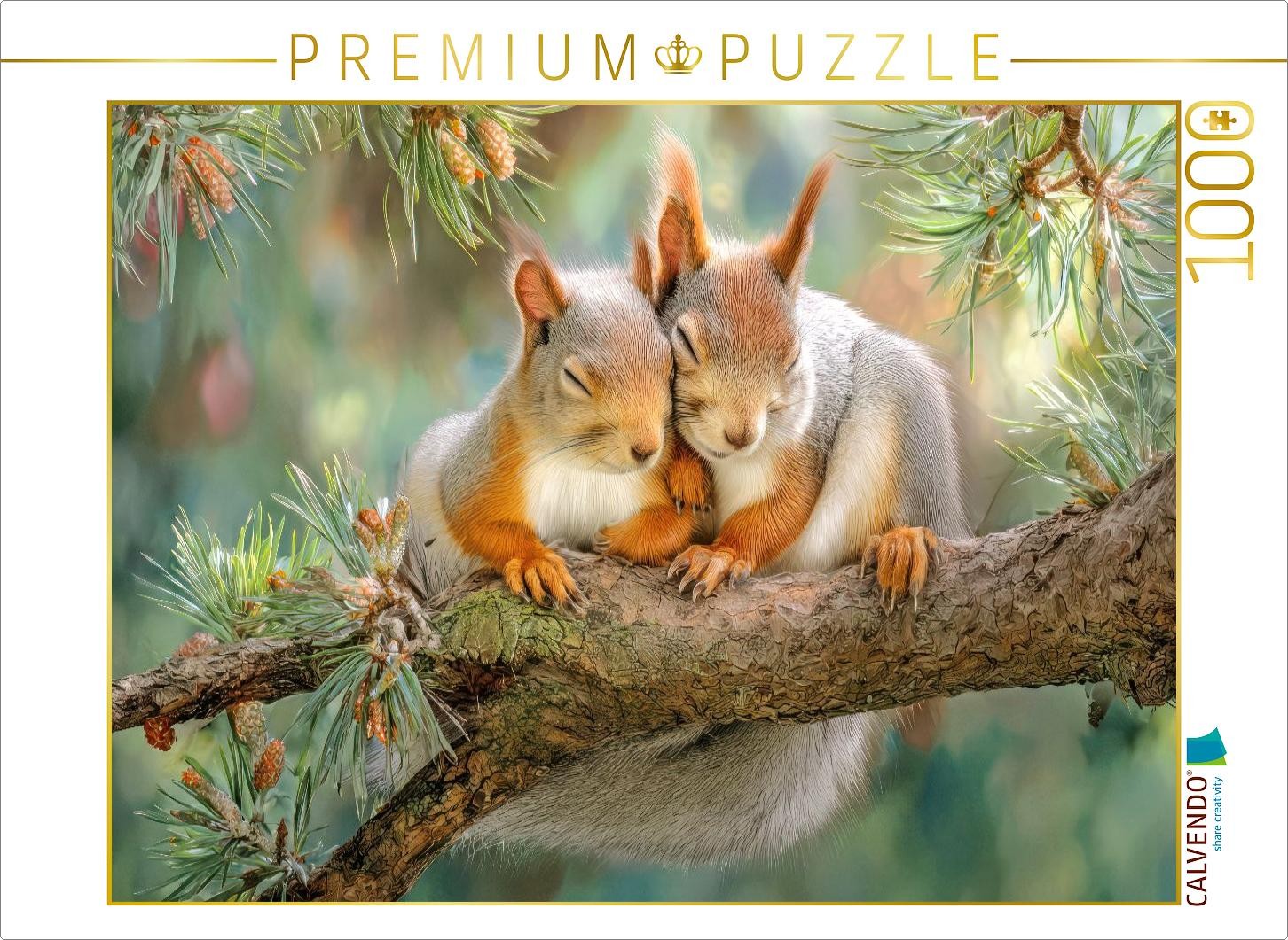 CALVENDO Puzzle Eichhörnchenliebe | 1000 Teile Lege-Größe 64x48cm Foto-Puzzle fü