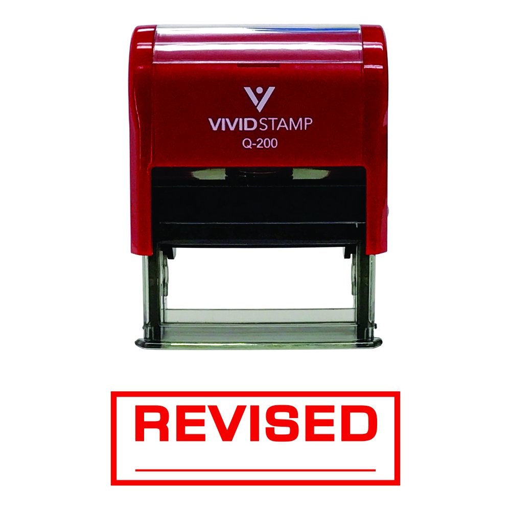 Revised SelfInking Office Rubber Stamp Red Medium Business Stationery Custom
