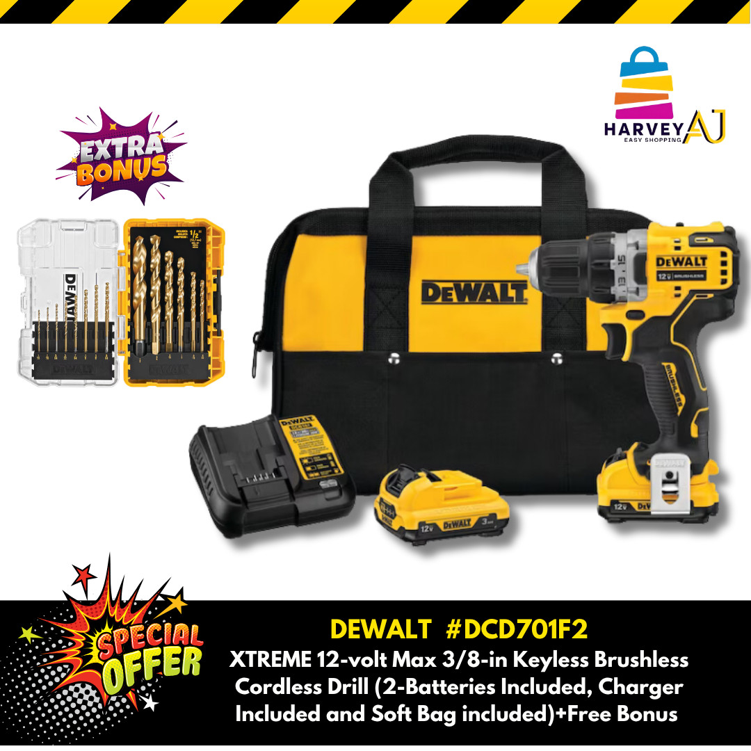 DEWALT- DCD701F212-volt Max 3/8-in Keyless Brushless Cordless Drill 2 -Batteries