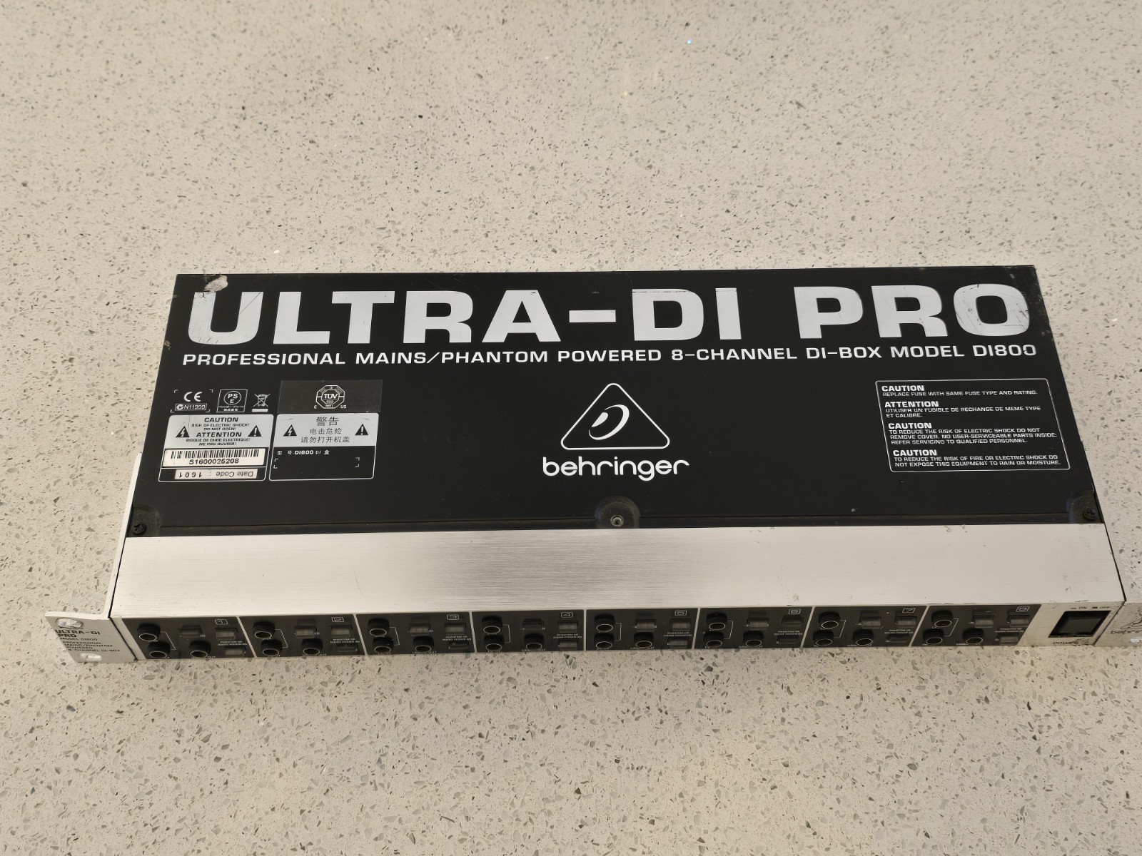 Behringer Ultra-DI Pro DI800 Phantom Powered 8 Channel Direct DI-Box Untested