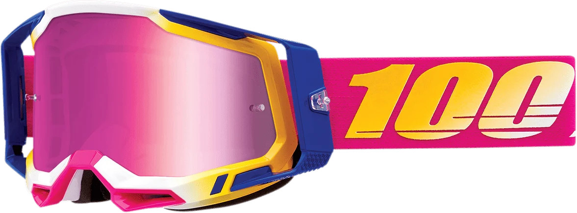 100% Racecraft 2 Mission MX Motocross MTB Goggles Mirror Pink Lens Adult