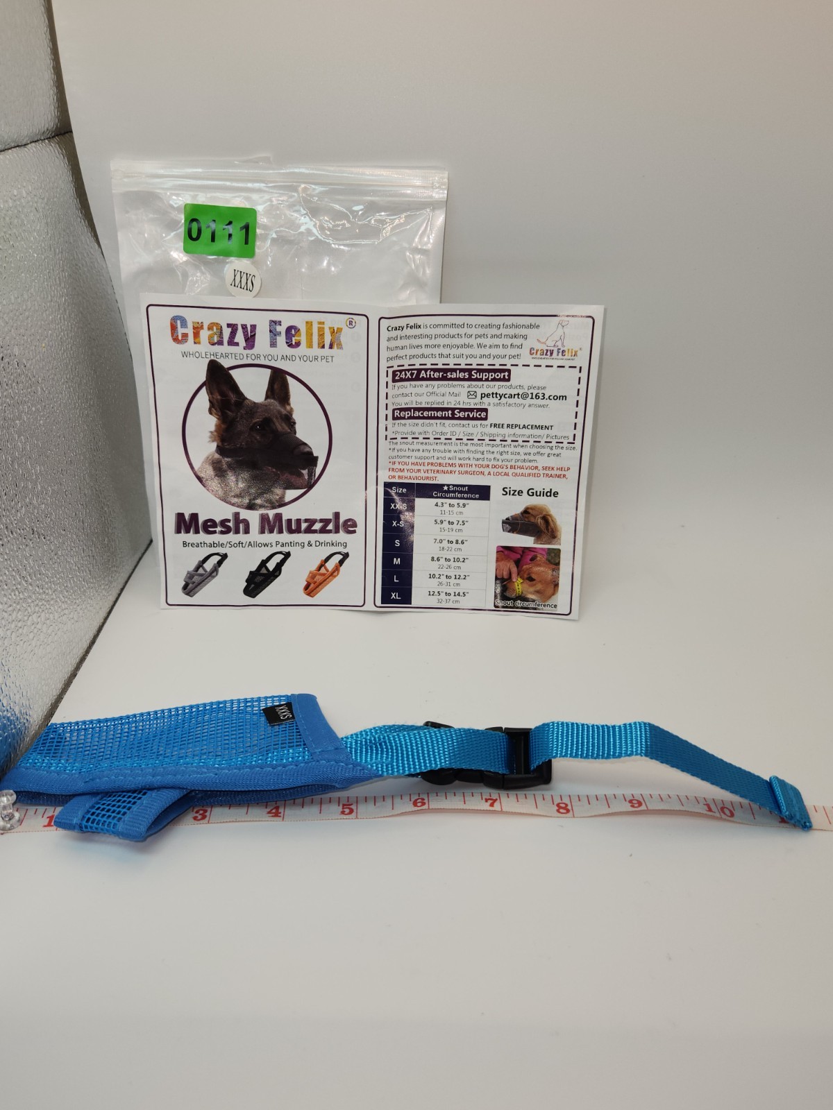 NWT Crazy Felix Mesh Muzzle Size XXXS Blue