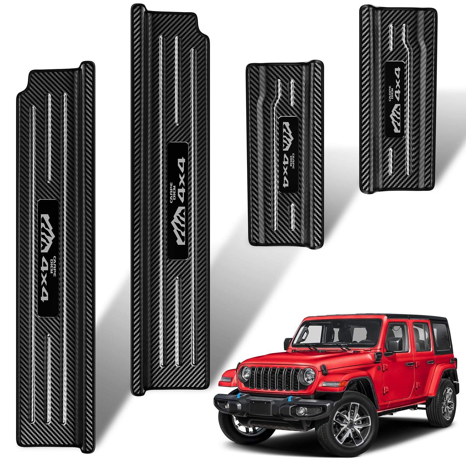 4PCS Door Sill Guards for Jeep Wrangler 2018-2025 2026 JL JLU & 2020-2026 Gla...