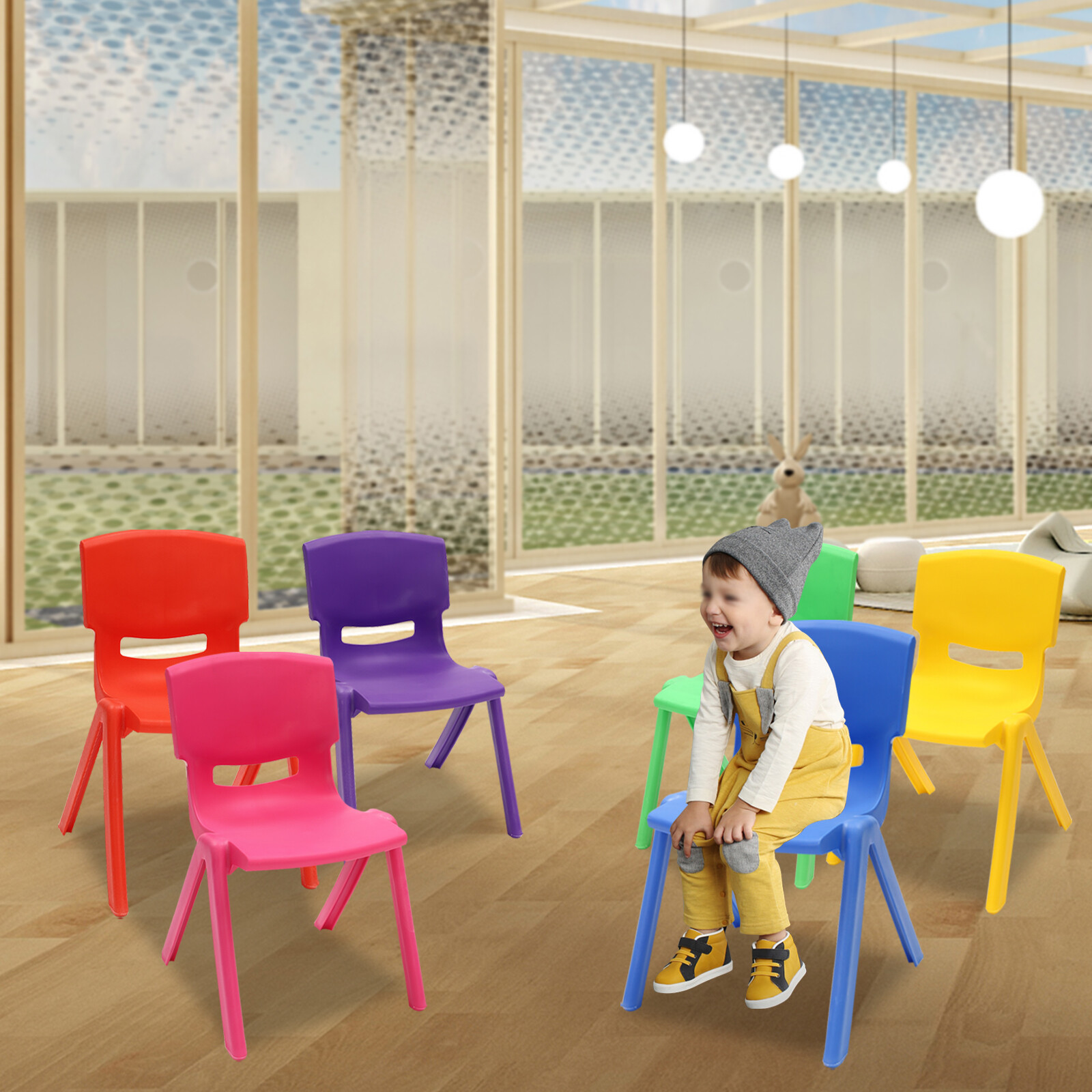 6 Pcs Stackable School Chairs Kids Plastic Classroom Seats 6-Pack