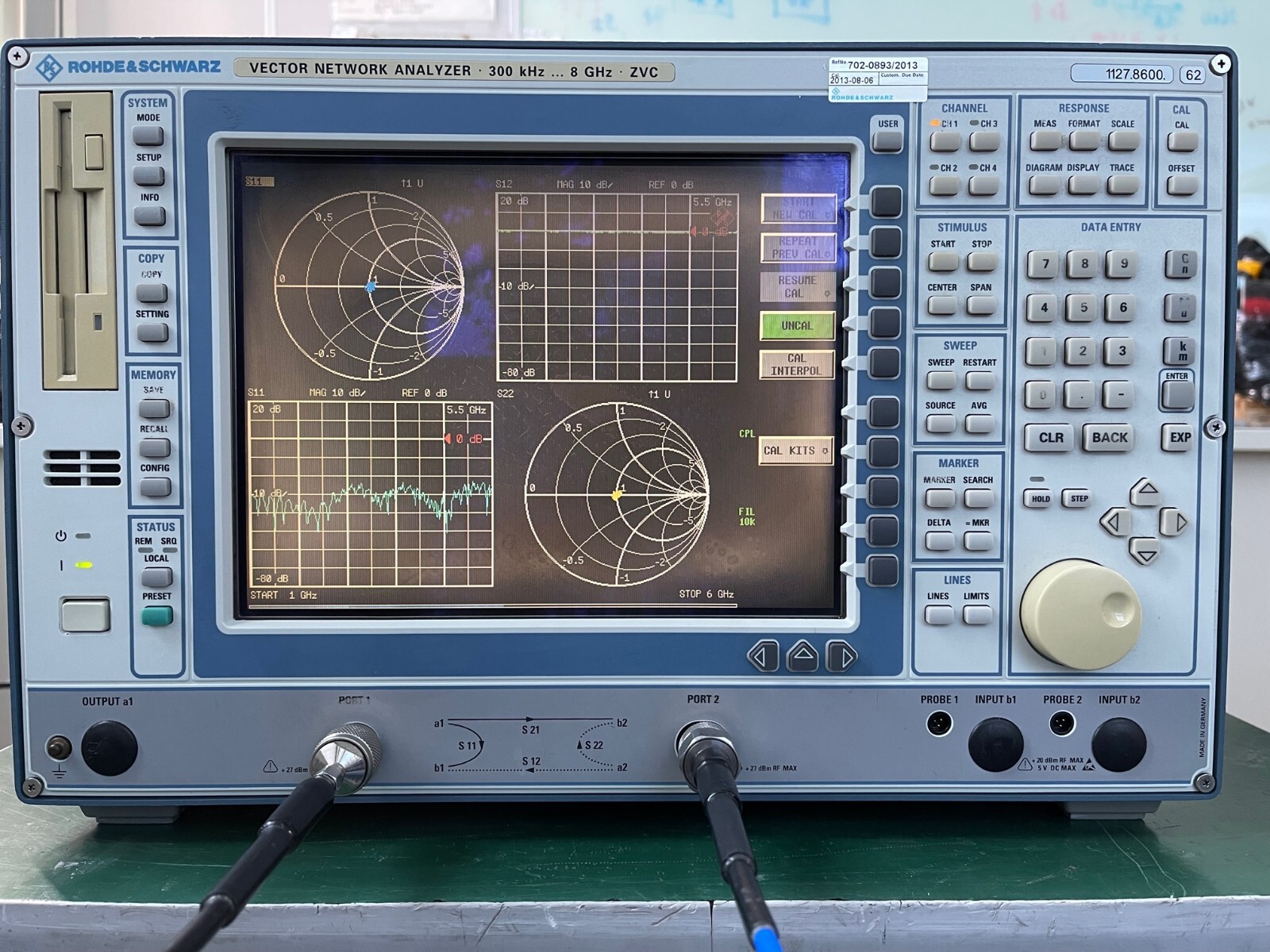 Rohde & Schwarz ZVC Vector Network Analyzer 300kHz- 8GHz , 2 ports