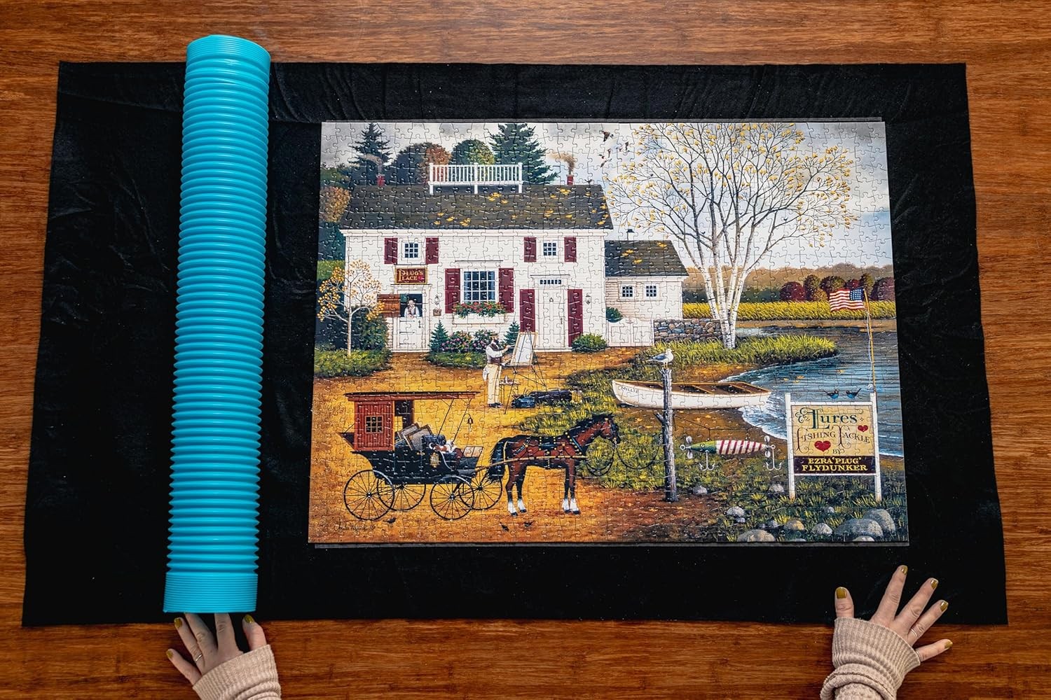 Buffalo Games - Roll-Up Puzzle Mat - Saver and Assembly Accessory Blue