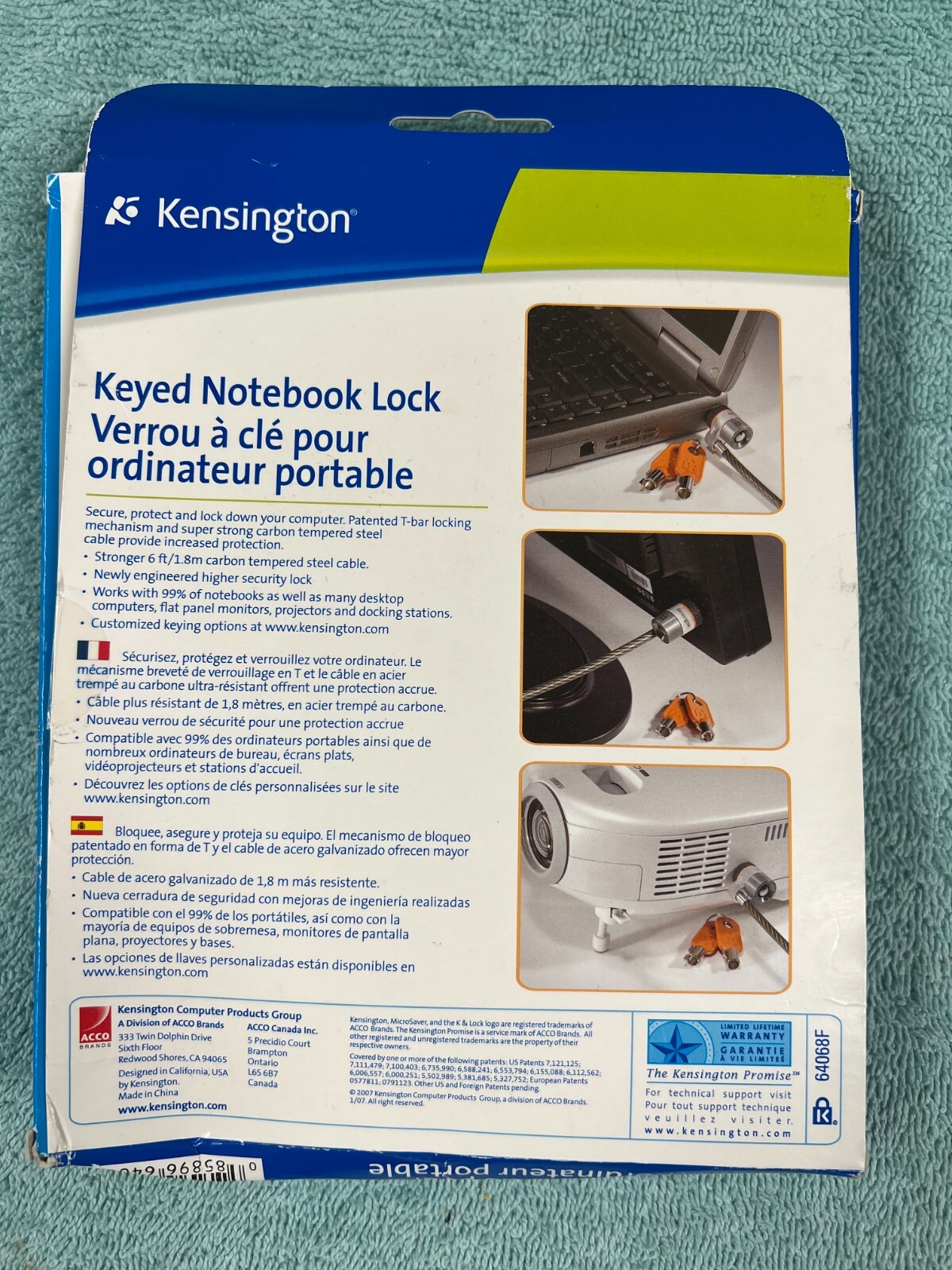 Kensington MicroSaver Keyed Notebook Laptop Computer Lock w/ 2 Keys & Inst.