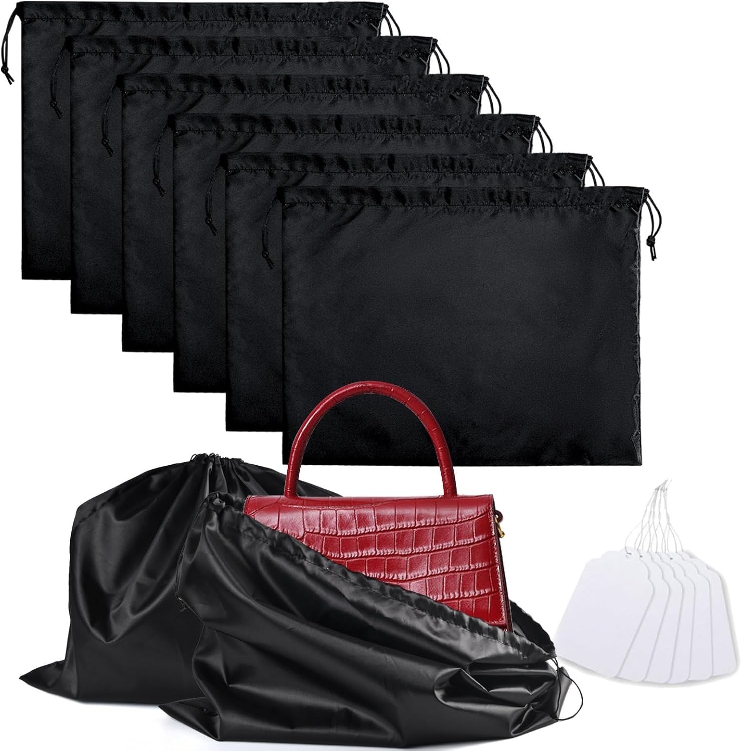 6 Pack Purse Dust Bags Large Silk Drawstring Dust Bag Cover for Handbag Shoe