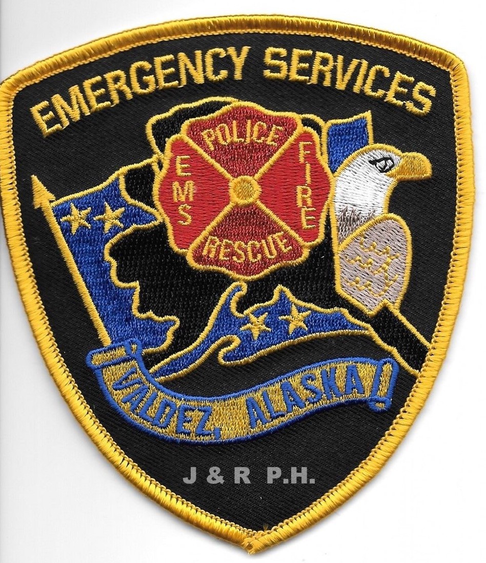 Valdez  Emergency Services  Fire - Police, Alaska  (4" x 4.5" size) fire patch