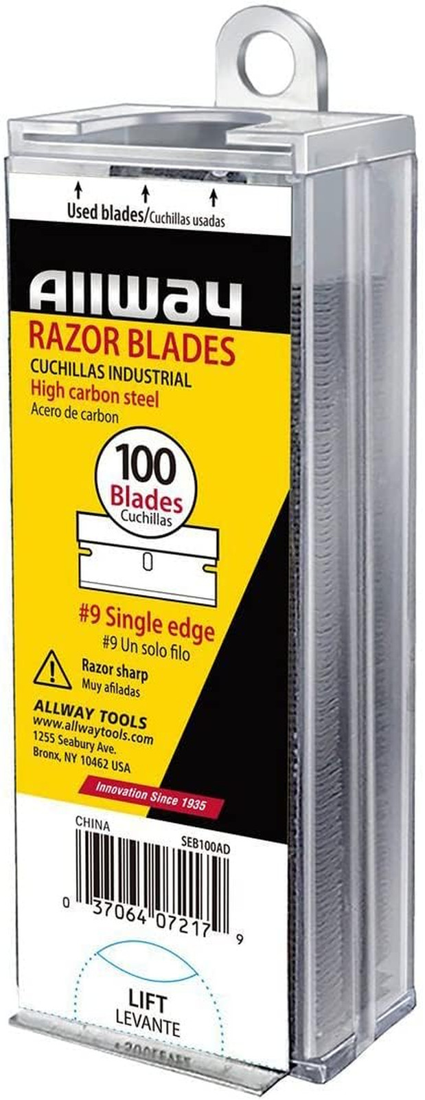 SEB100AD #9 Single-Edge Razor Blades with Auto Dispenser, 100 Pack