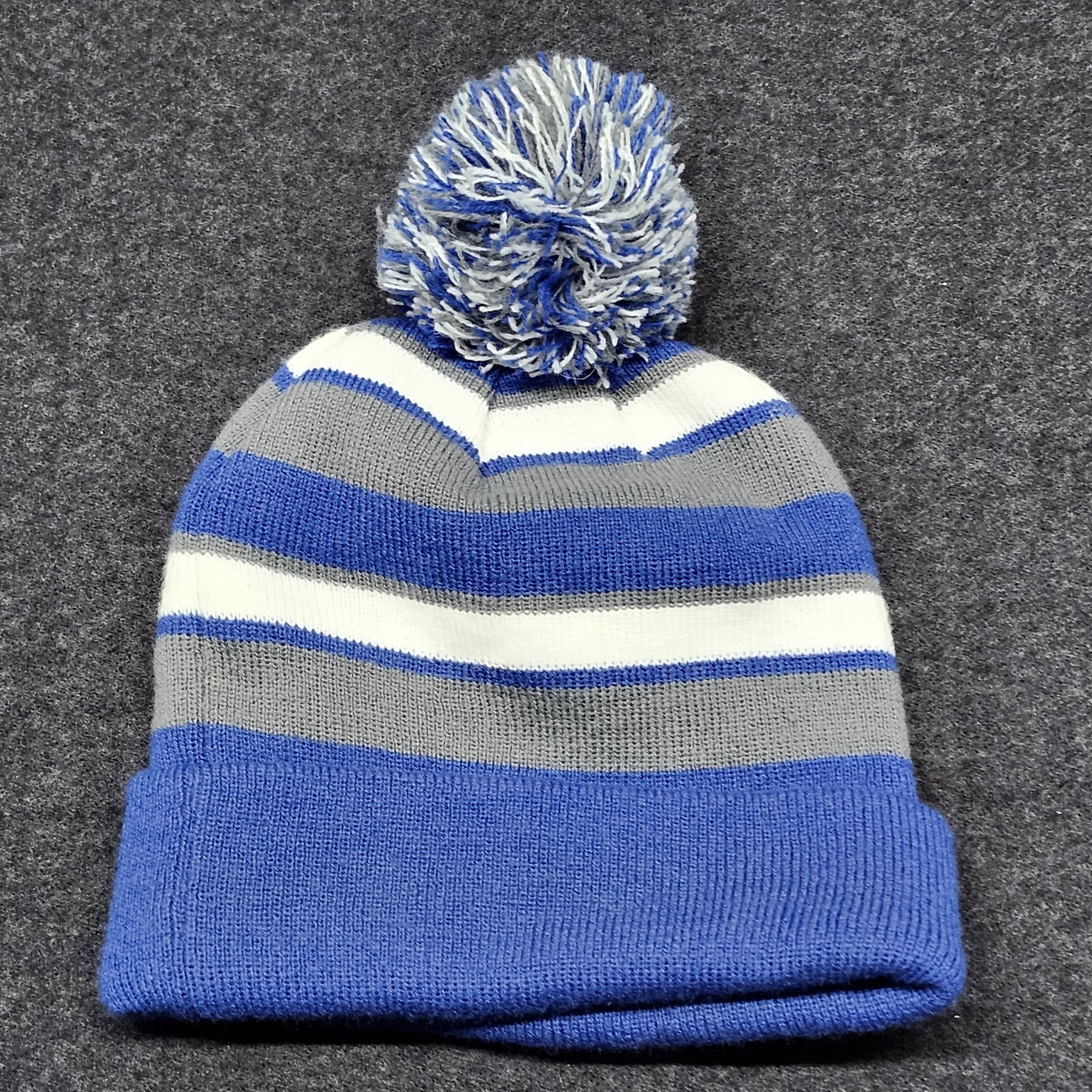 Holloway Sports Wear One Size Blue Gray White Striped Warm Winter Beanie Ski Hat