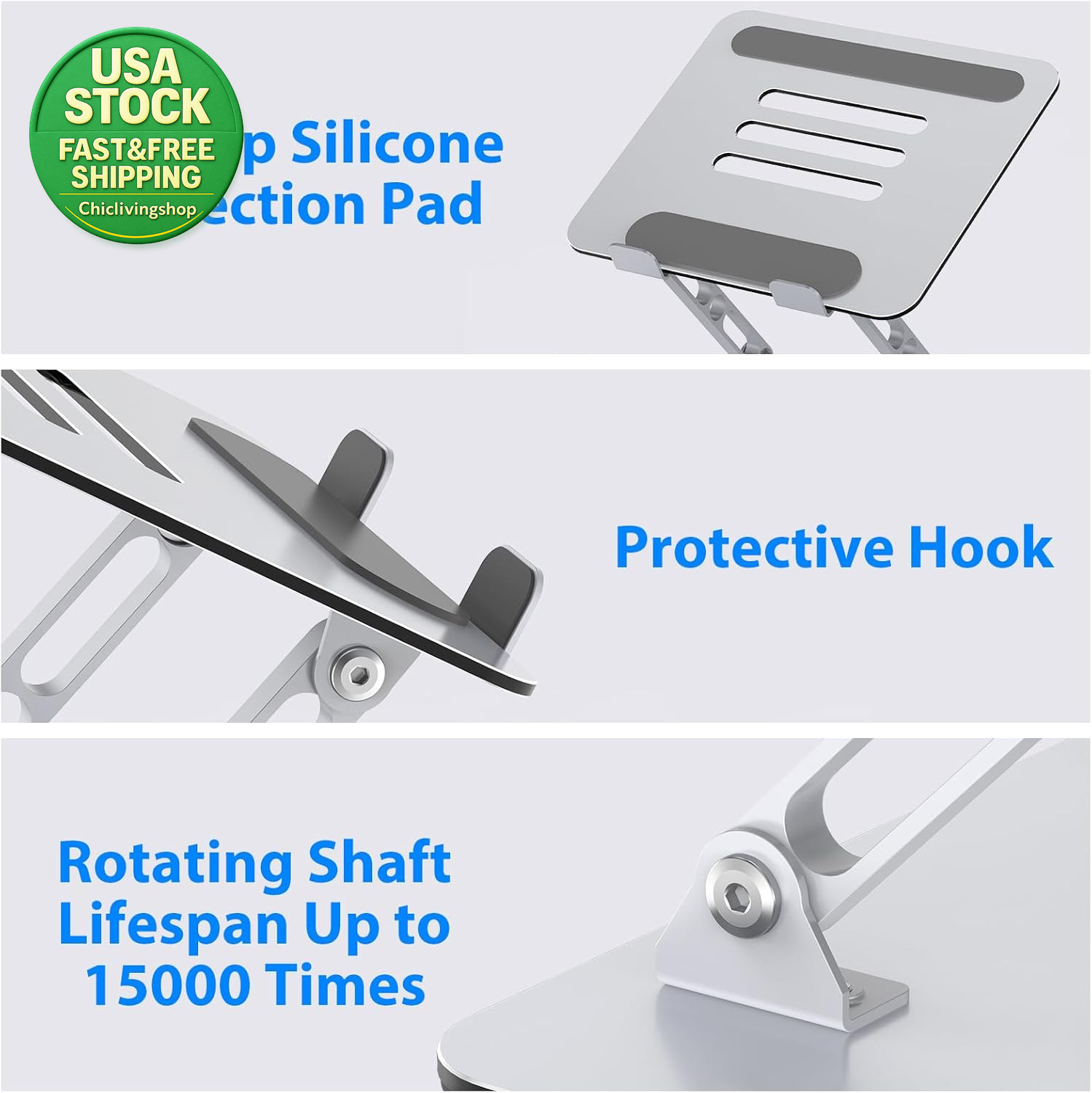 Adjustable Laptop Stand Ergonomic Metal Riser for 10-15.6 Inch Laptops