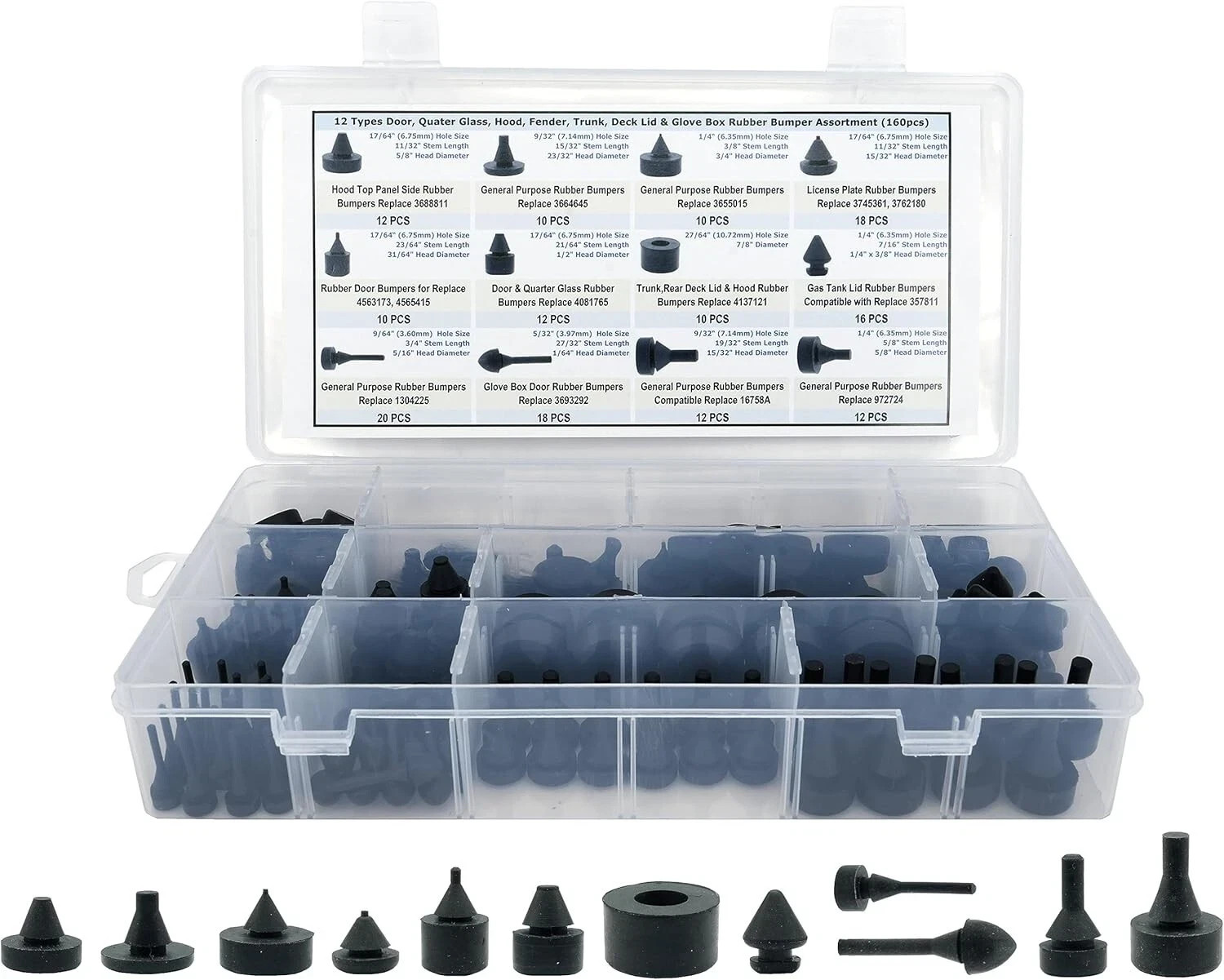 160 PCS Rubber Bumper Assortment Compatible With GM Fit Many Model