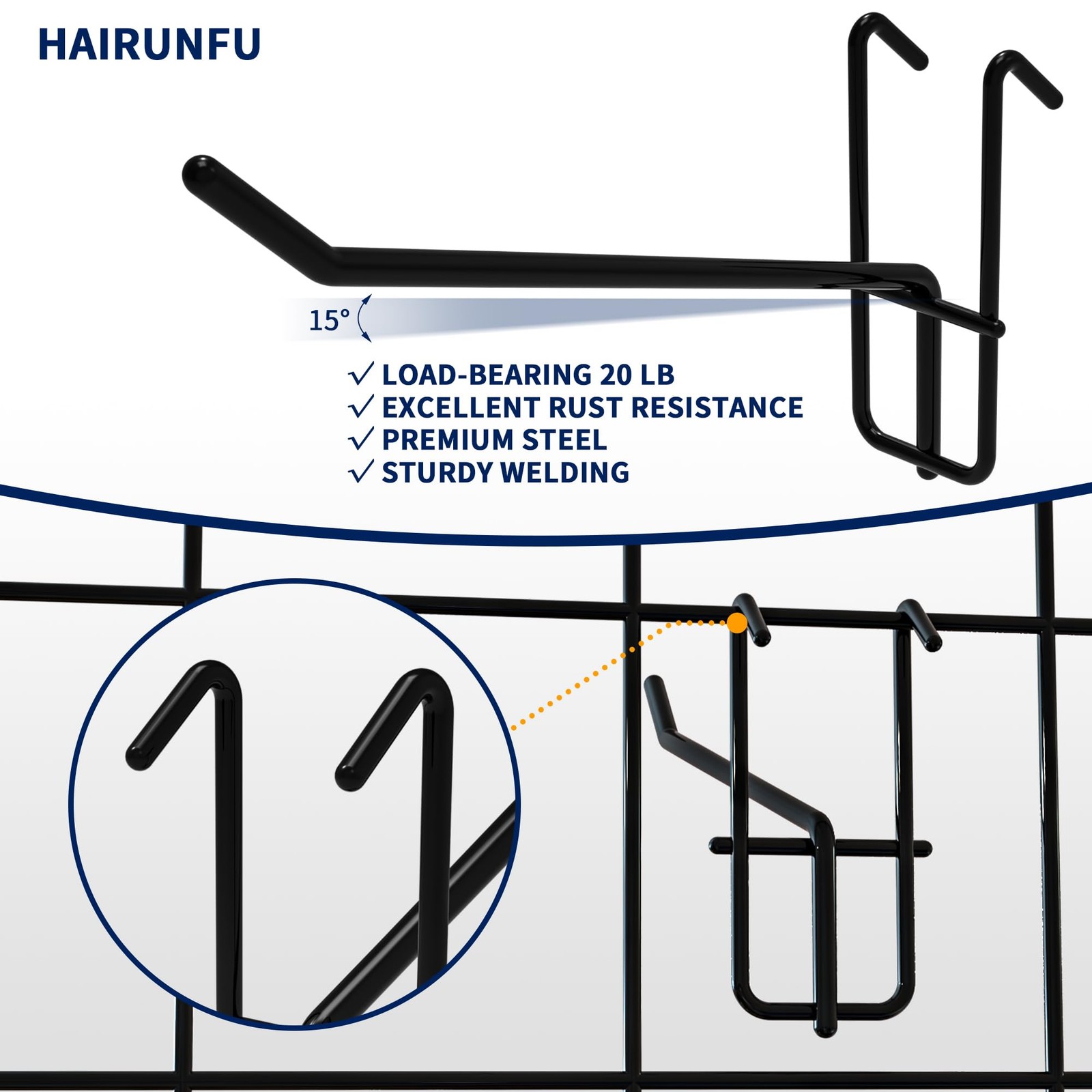 2 Inch Gridwall Hooks 50 Pack - Heavy Duty Black Display Hangers for Gridwall...