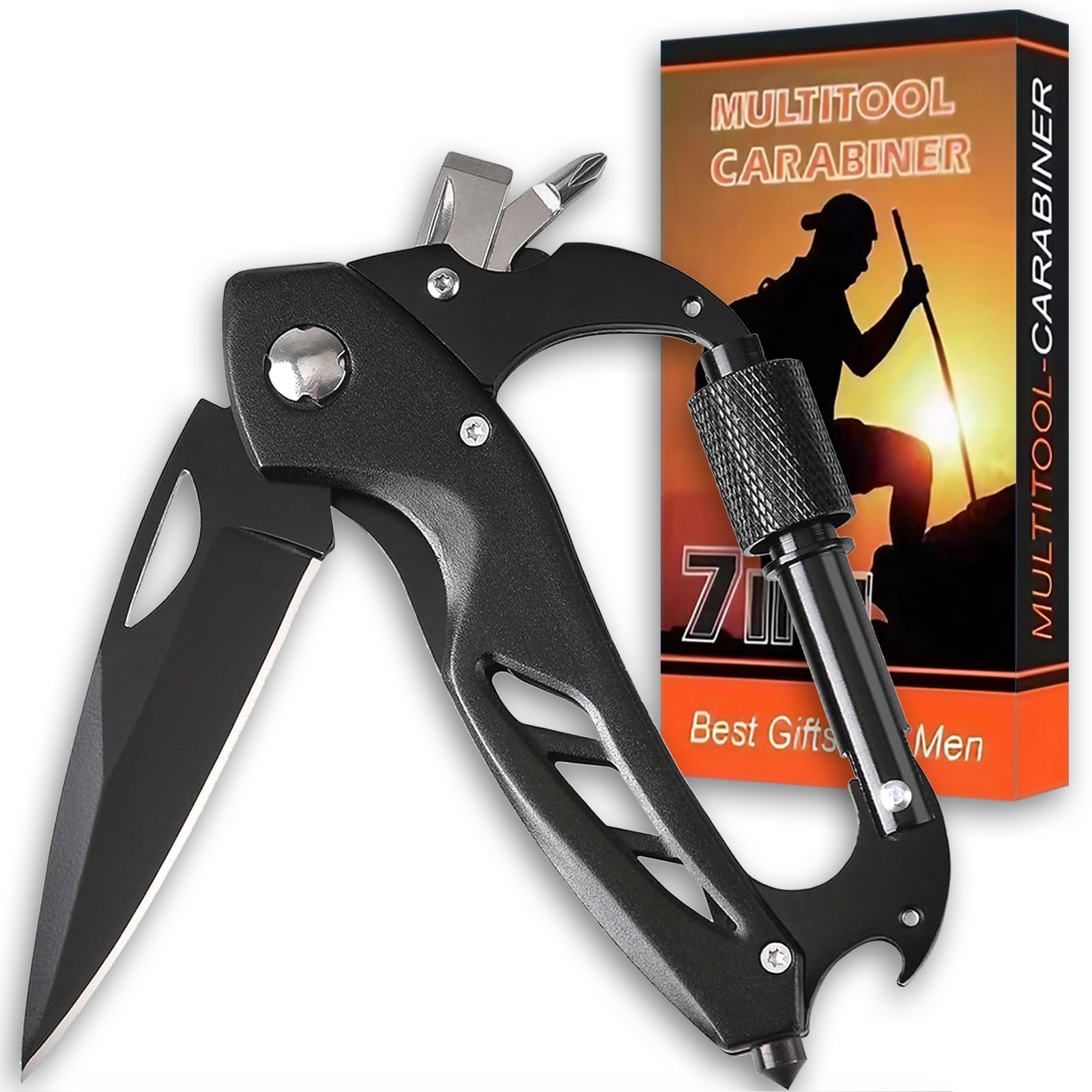 Carabiner with Knife, Multitool Carabiner Pocket Knife, Folding Sharp Knives, St