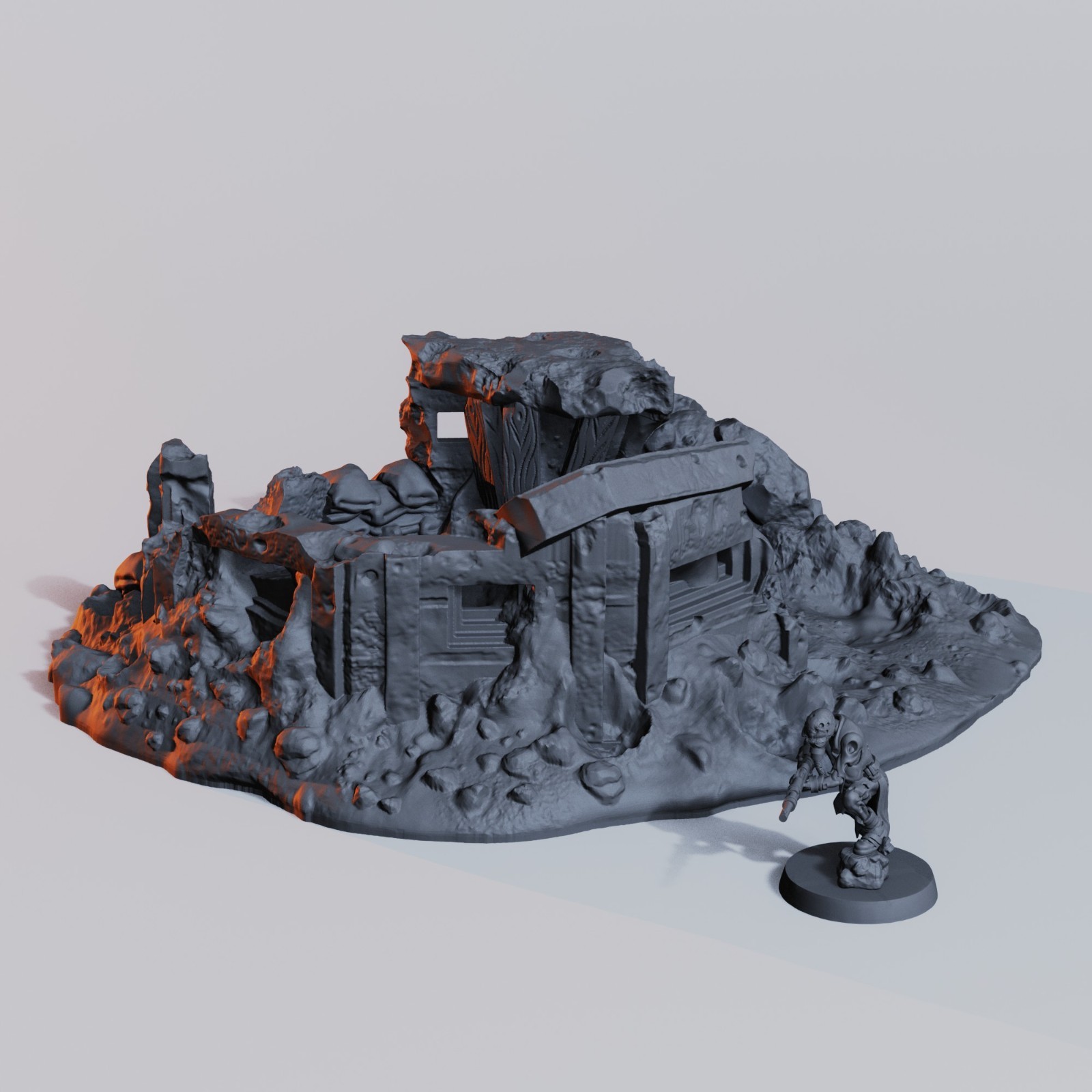 Trench Pillbox Ruined | Wargame Scatter Terrain | 1 Piece Set | FDM printed