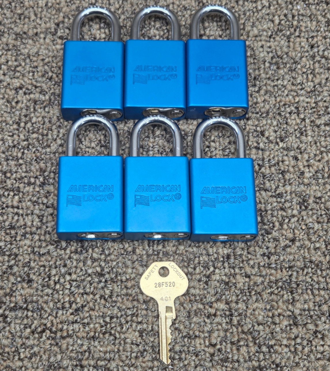 AMERICAN LOCK S1105KABLU2KS Aluminum Safety Padlock, Lot of 6. Read description.