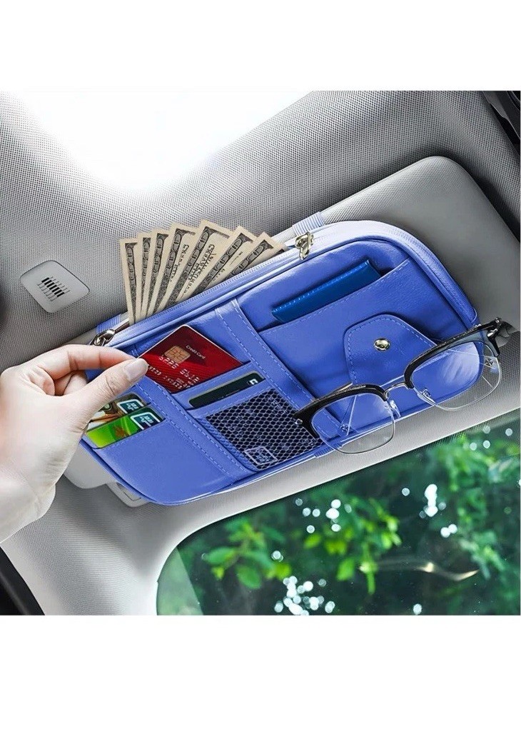 Car Sun Visor Pocket Organizer Storage Pouch Zip for Trucks Cars Sunglasses Pen