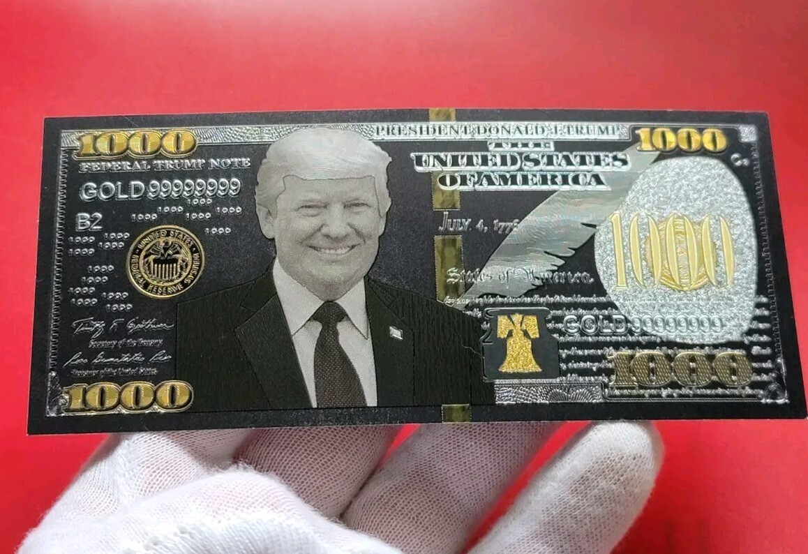 Donald Trump $1000 Bill, Bank Note - Black Gold Foil Commemorative - FREE Ship!