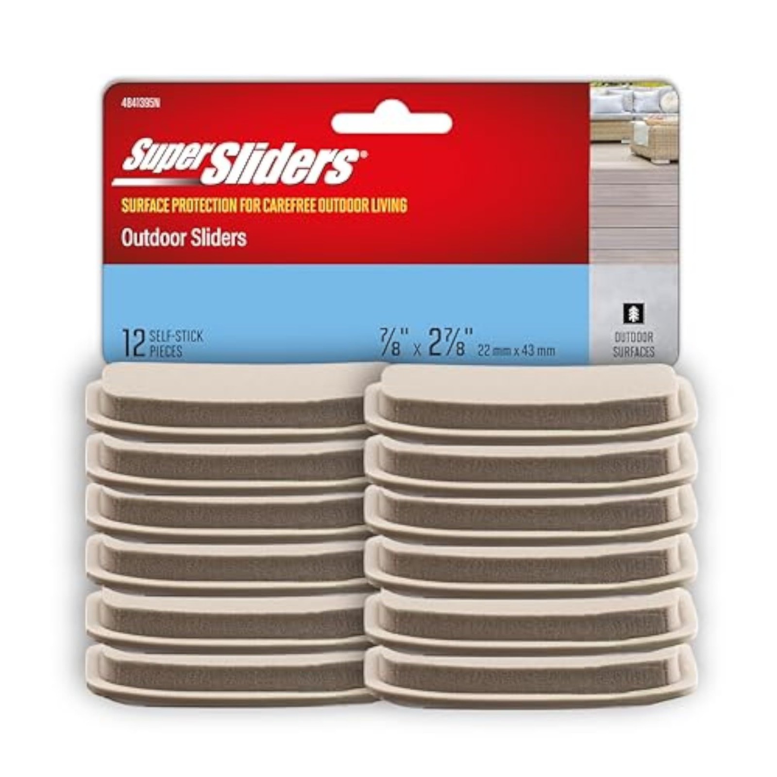 2.87" x 0.87" Self-Stick Rectangle Furniture Sliders for Carpet and Outdoor S...
