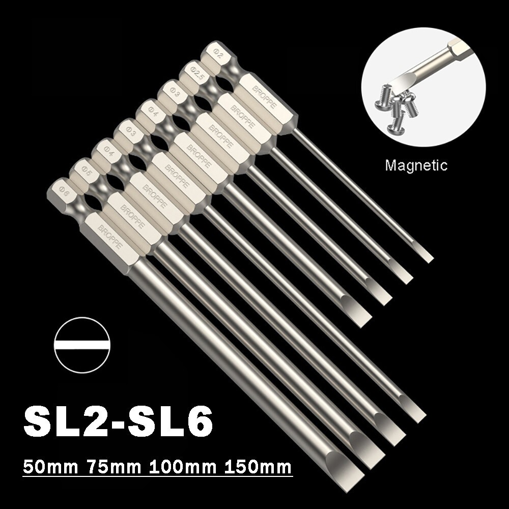 Flat Head Slotted Screwdrivers Bit SL2 SL2.5 SL3 SL4 SL5 SL6 Impact Drill Driver