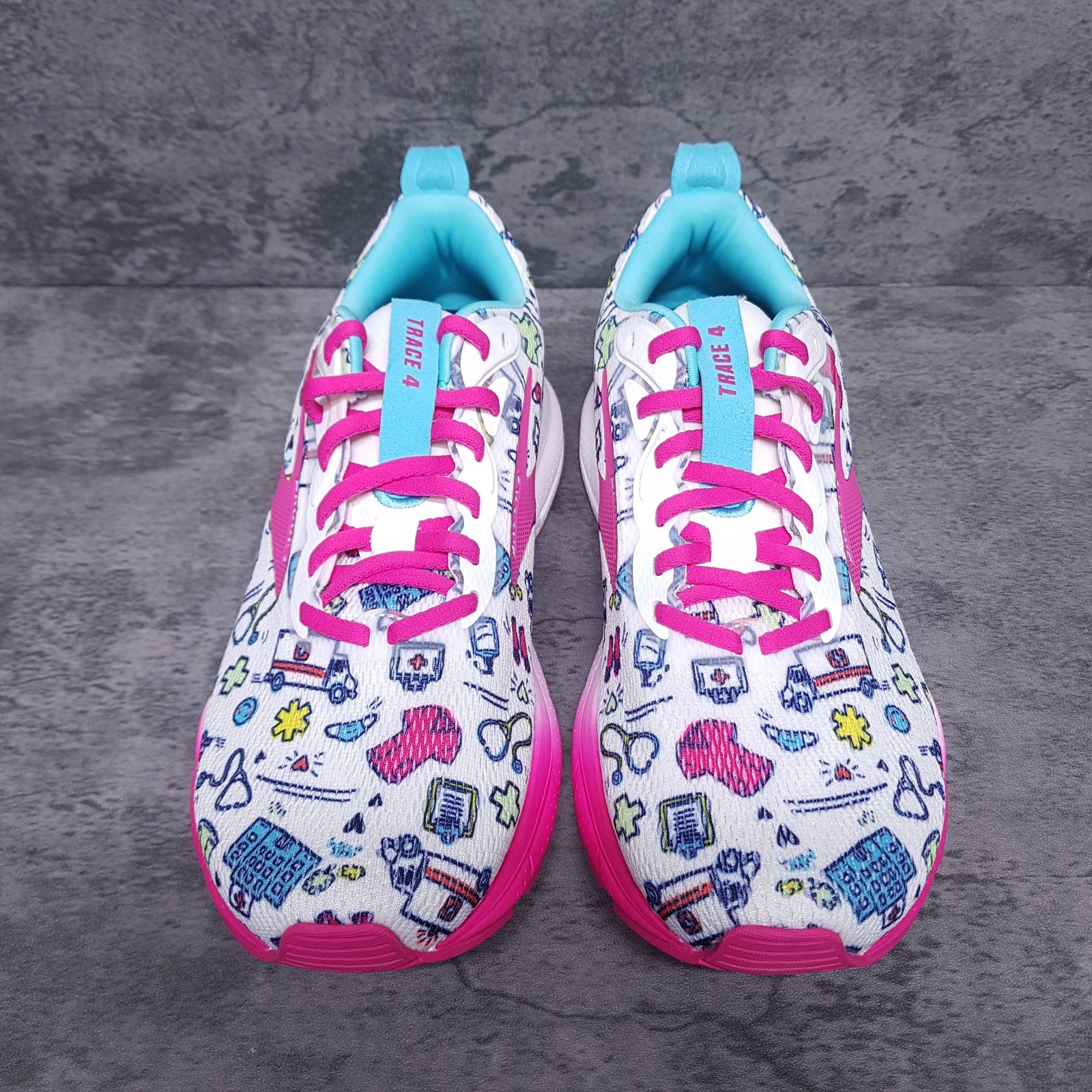 BROOKS Trace 4 Hero Medical Nurse Running Shoes Womens Size 7.5 B White Pink