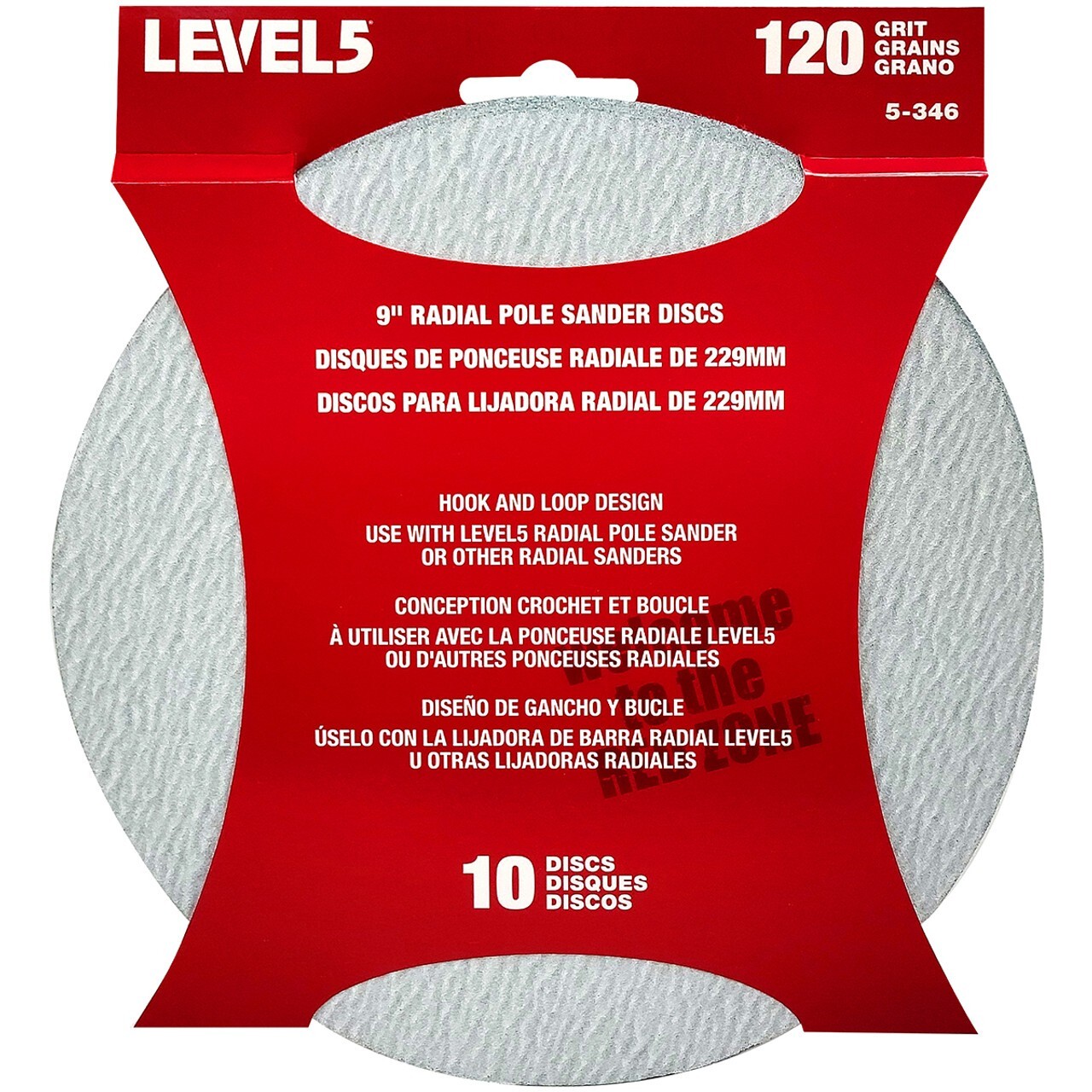 LEVEL5 9" Drywall Radial Pole Sanding Disc - 120 Grit - 10 Pack | 5-346