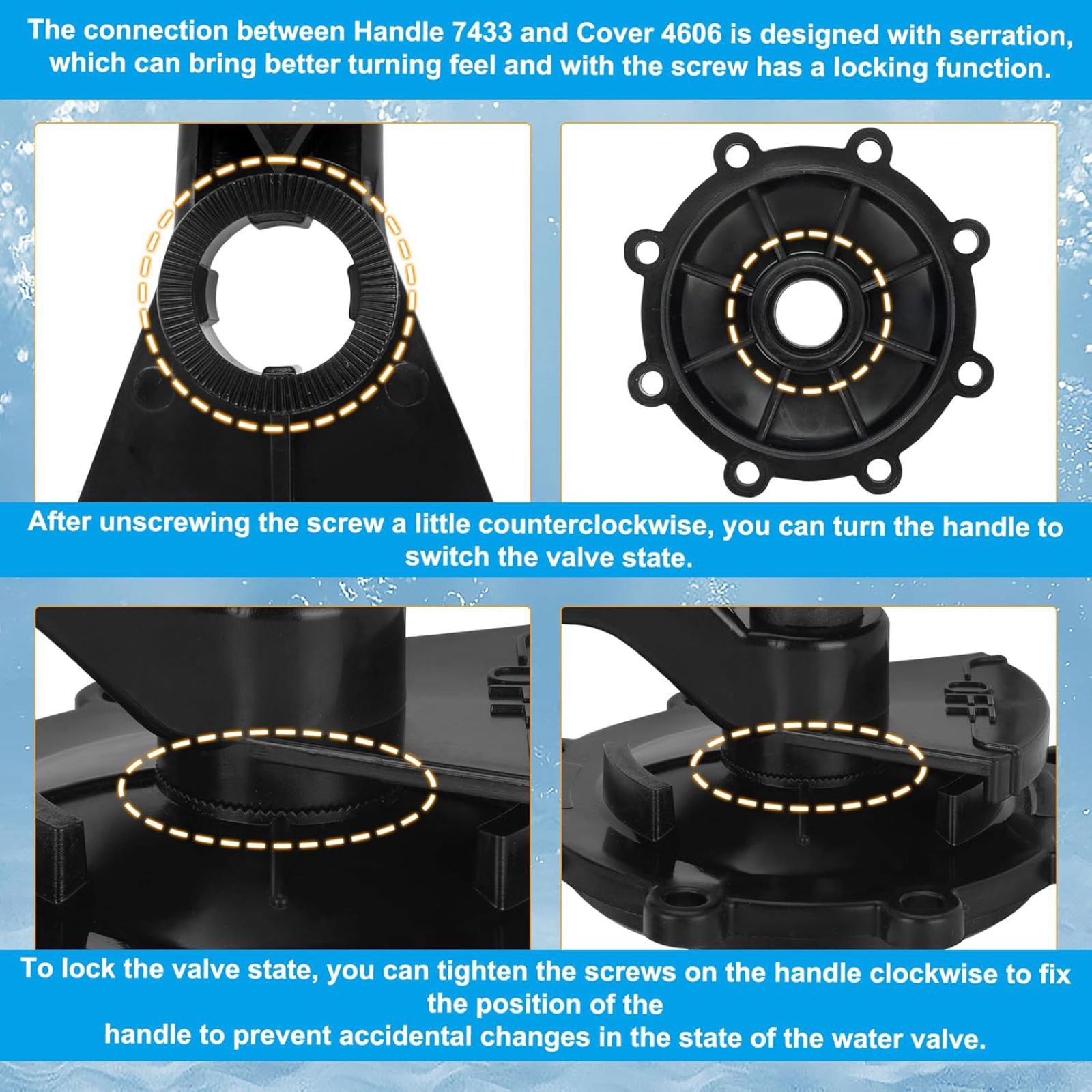 3-Port Pool Valve Rebuild Kit 4603 Knob For Jandy Never Lube Positive Seal 4717
