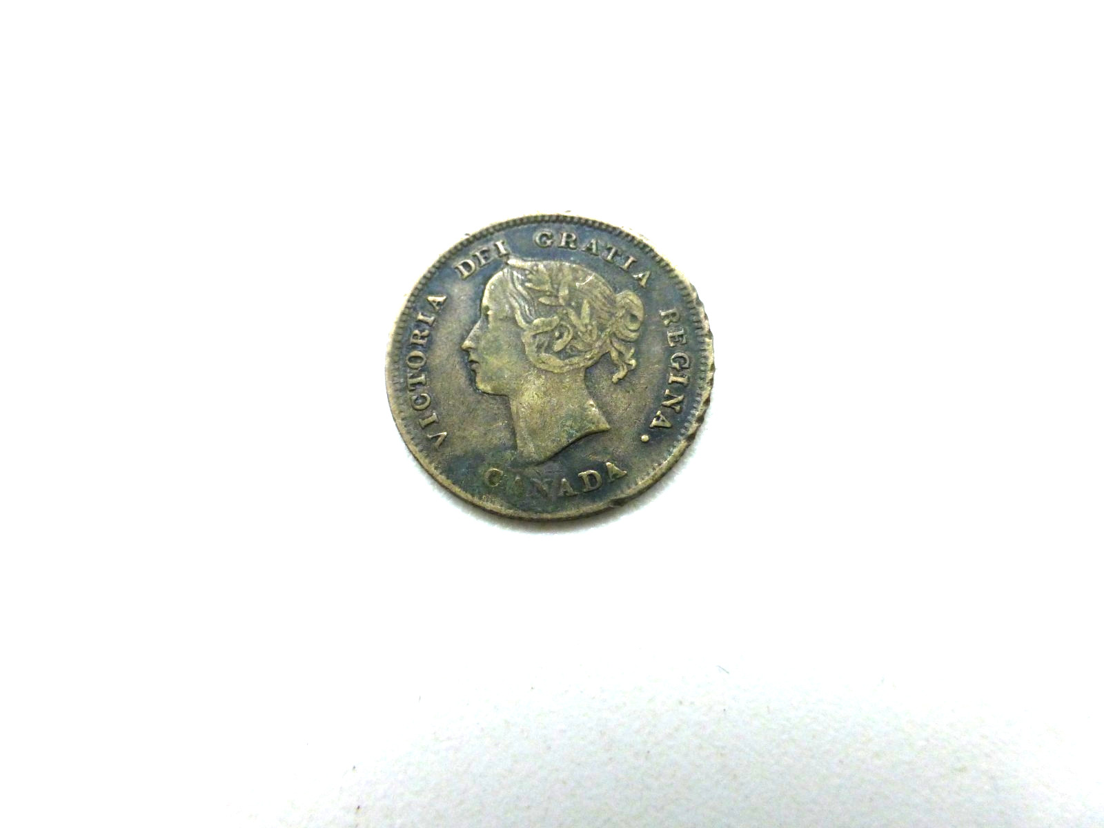 1900 Round 0's Canadian 5 Cent Silver in F Condition