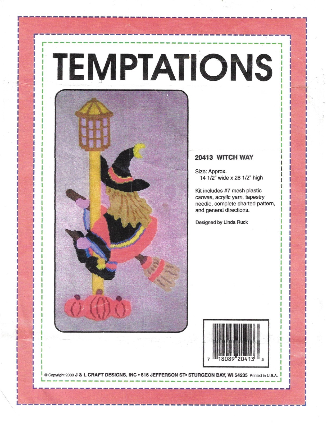 WITCH WAY WALL HANGING 7ct  plastic canvas PATTERN  (#TF0752)