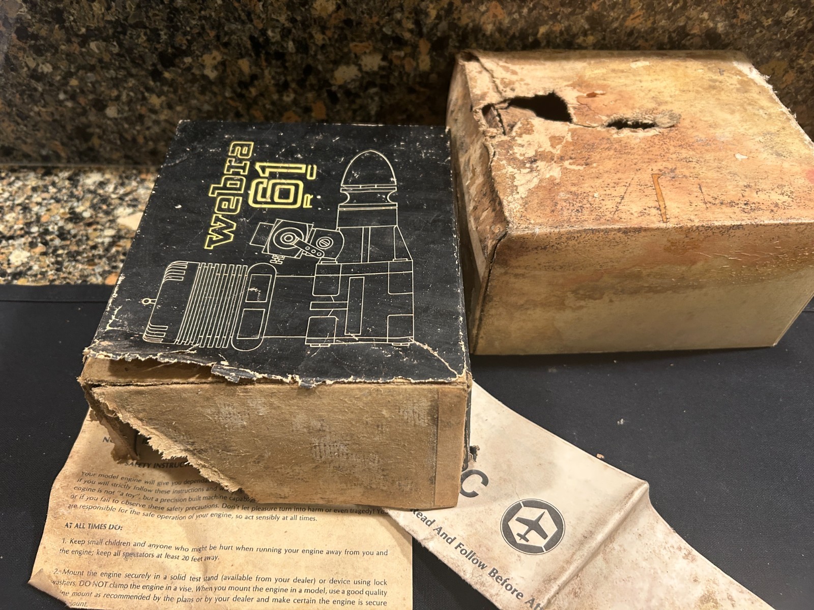 Webra RC airplane engine box in poor condition