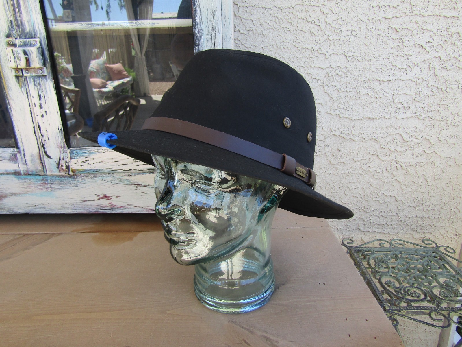 Stetson Water Repellent Panama/ Fedora Hat In Black, XXL Canvas Material NWTs