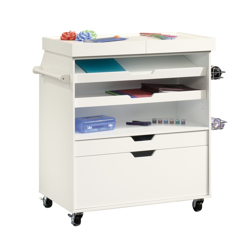 Traditional Craft Cart with Wheels for Art Supplies Finish Rolling Craft Cart