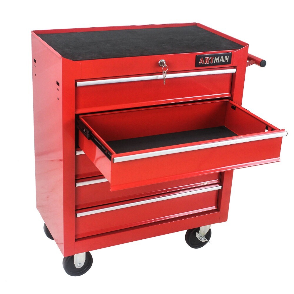5 Drawers Rolling Tool Box Cart Tool Storage Cabinet Steel Lockable Tool Chest